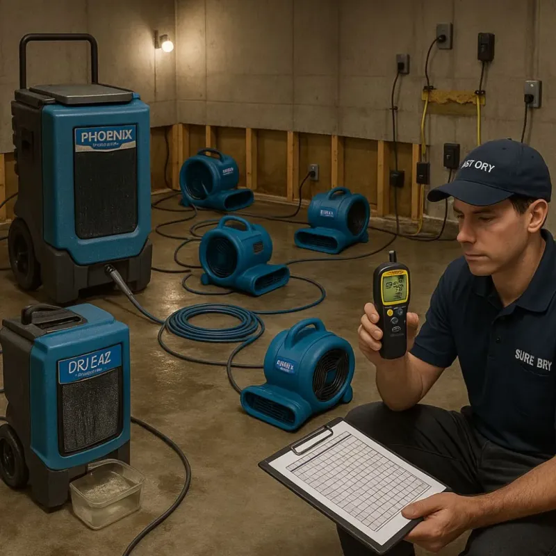 Structural Drying and Dehumidification process in Hidden Spring, ID